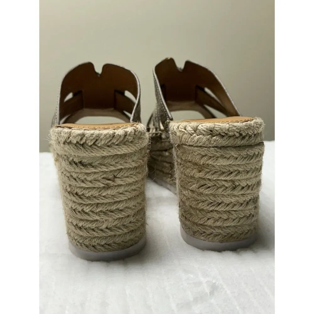 MARC FISHER Robbyn Leather Reptile Platform Espadrille, Sz 8.5
